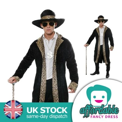 Black Leopard Print Pimp Daddy Costume