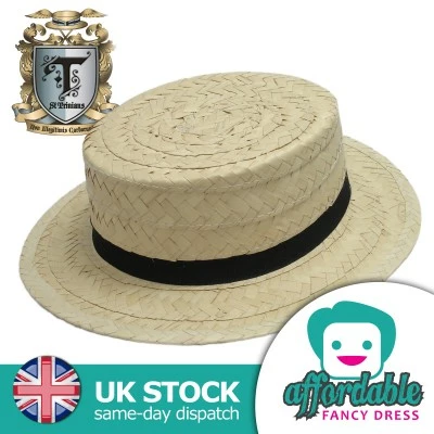 St Trinians Straw Boater Hat
