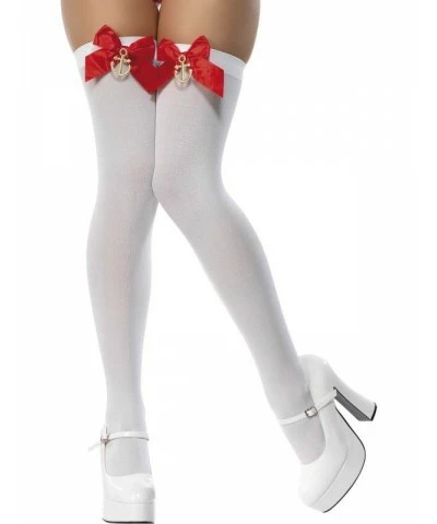Thigh High Stockings with Anchors and Red Bow