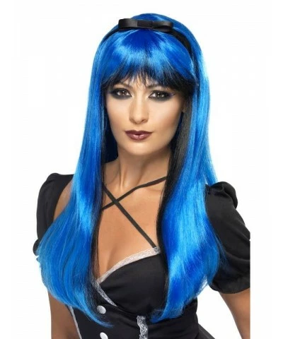 Bewitching Wig, Electric Blue over Black