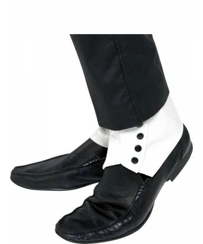Spats, White with Black Buttons