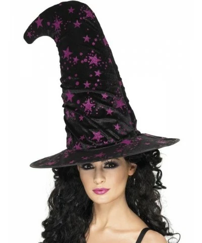 Witch Hat with Stars, Black and Pink