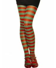 Striped Tights, Red and Green
