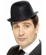 Flocked Bowler Hat