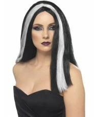 Witch/Vampira Wig, Black and White