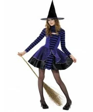 Teen Stripe Dark Fairy Costume, Purple and Black