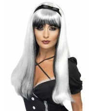 Bewitching Wig, Silver over Black
