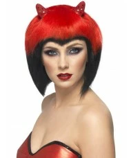 Devil Diva Wig, Red and Black