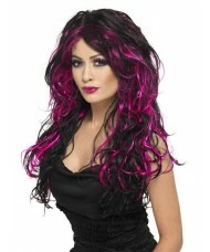 Gothic Bride Wig, Black and Pink