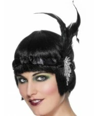 Black Satin Charleston Headband