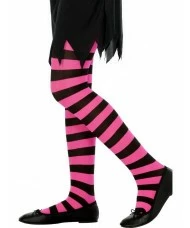 Tights Black and Fuchsia Striped, Age 6-12