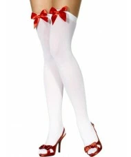 Thigh High Stockings White and Red