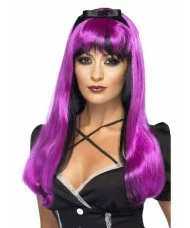 Bewitching Wig, Pink over Black