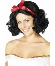 Fairytale Wig, Black with Red Ribbon