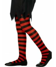 Tights Black and Red Striped, Age 6-12