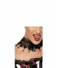 Gothic Ribbon and Lace, Beaded Necklace