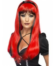Bewitching Wig, Red over Black