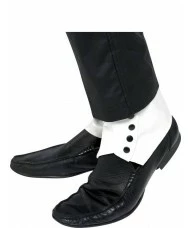Spats, White with Black Buttons