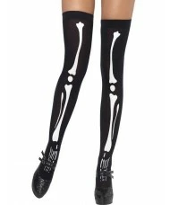 Skeleton Print Thigh High Stockings