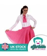 Pink/White Polka Dot Skirt and Scarf